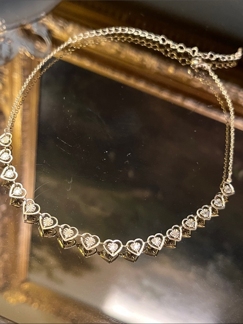Gold Multiple Heart Chain Choker Necklace